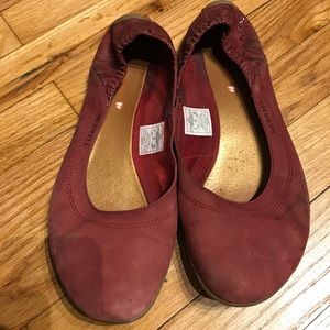 Ballerina Slip on Suede Casual Rubber sole active vibram wine burgundy work 8
